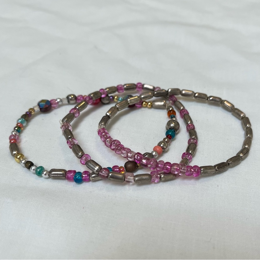 Set of 3 Handmade Beaded Stretchy Bracelets